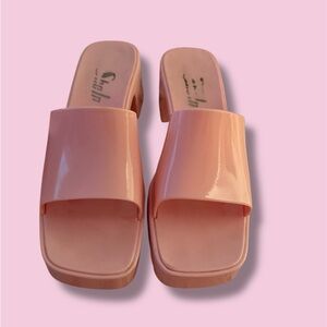 SHEIN Glossy Pink Mules